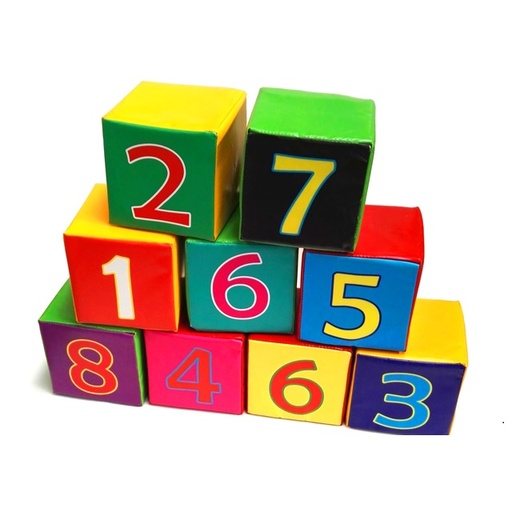 [SofCub25set] Set with 9 numbered cubes in foam