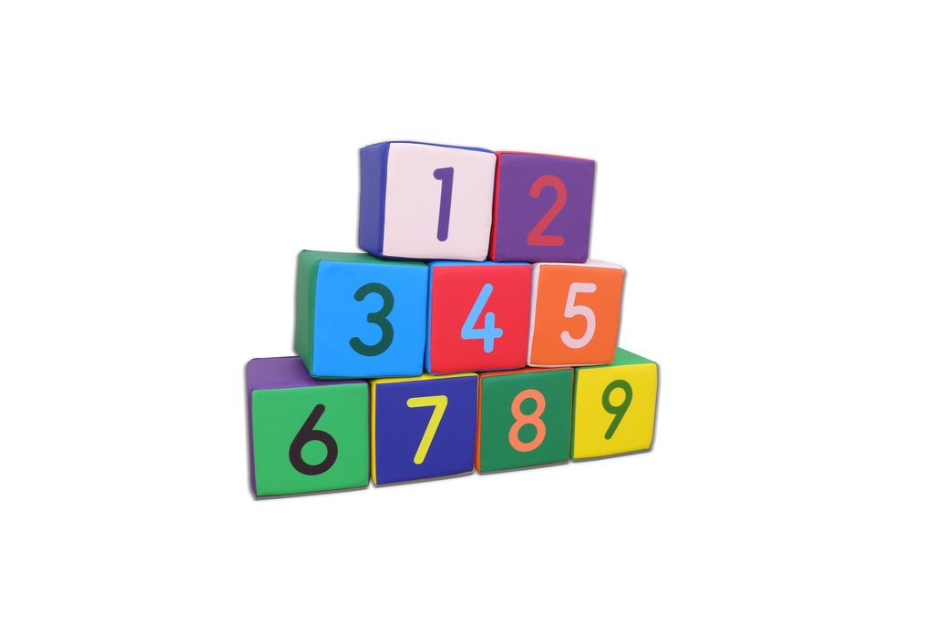 Set von 9 Softwürfeln mit Nummern