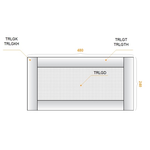 [TRLGK] Komplettes Polster – für das Kopfende des großen Trampolins (237x45cm)